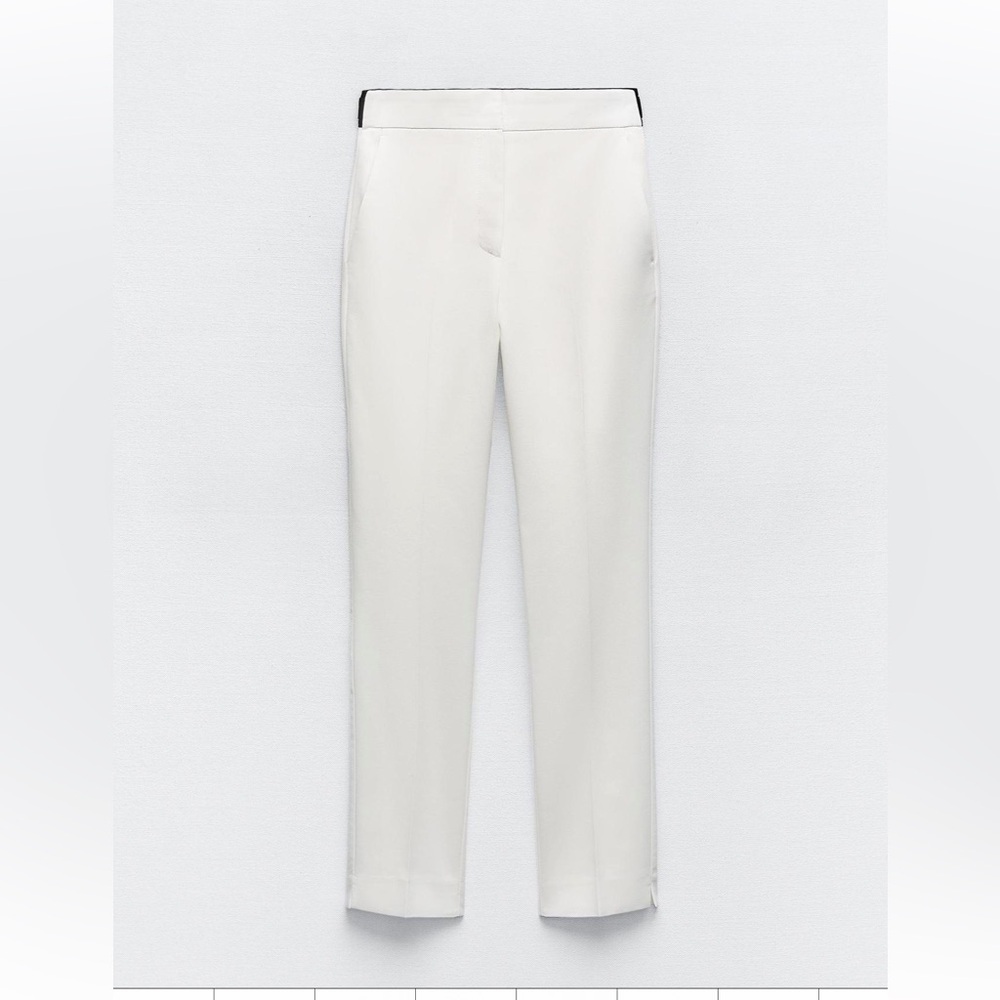 Zara white jogger waist pants with black elastic band - Picture 3 of 16